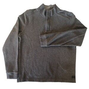 Hugo Boss Men’s Sz L 1/4 Zip Pullover Sweater Gray Cotton Casual Classic EUC